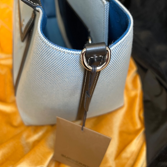 Burberry Leather and Canvas Tote Bag with Leather Strap - Picture 10 of 13